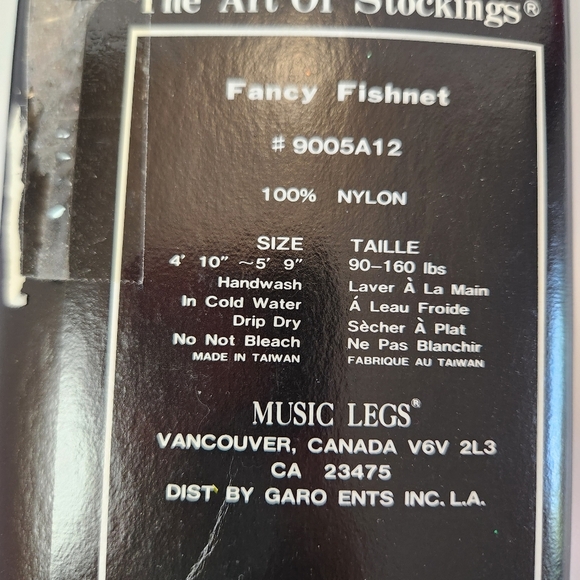 Music Legs Fancy Fishnet Stockings Black New Vintage 90s Cosplay Halloween Goth - Picture 5 of 8